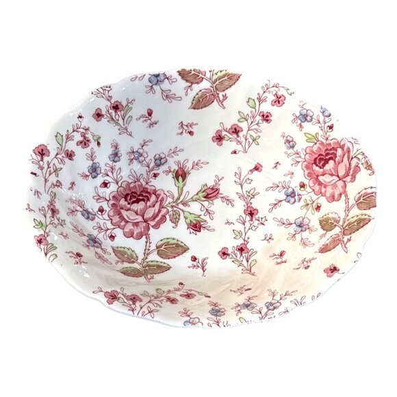 Johnson Brothers Rose Chintz Vegetable Bowl Porcelain 9" Oval Serving Vintage - Picture 1 of 9